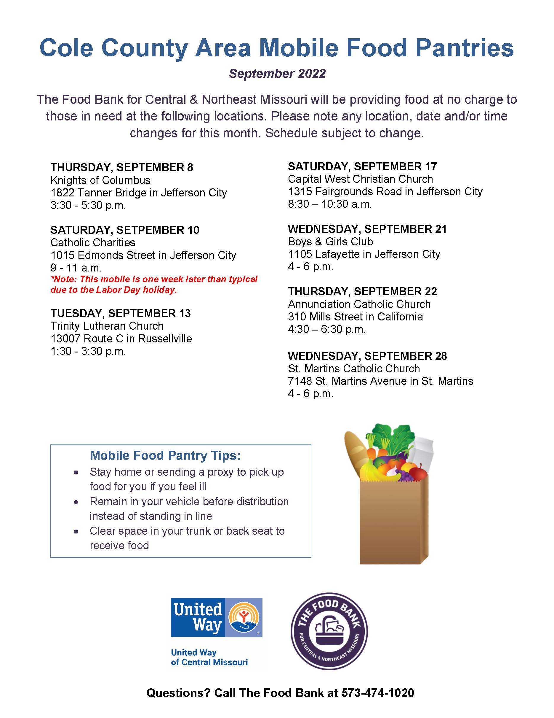 September Cole County Area Mobile Pantry