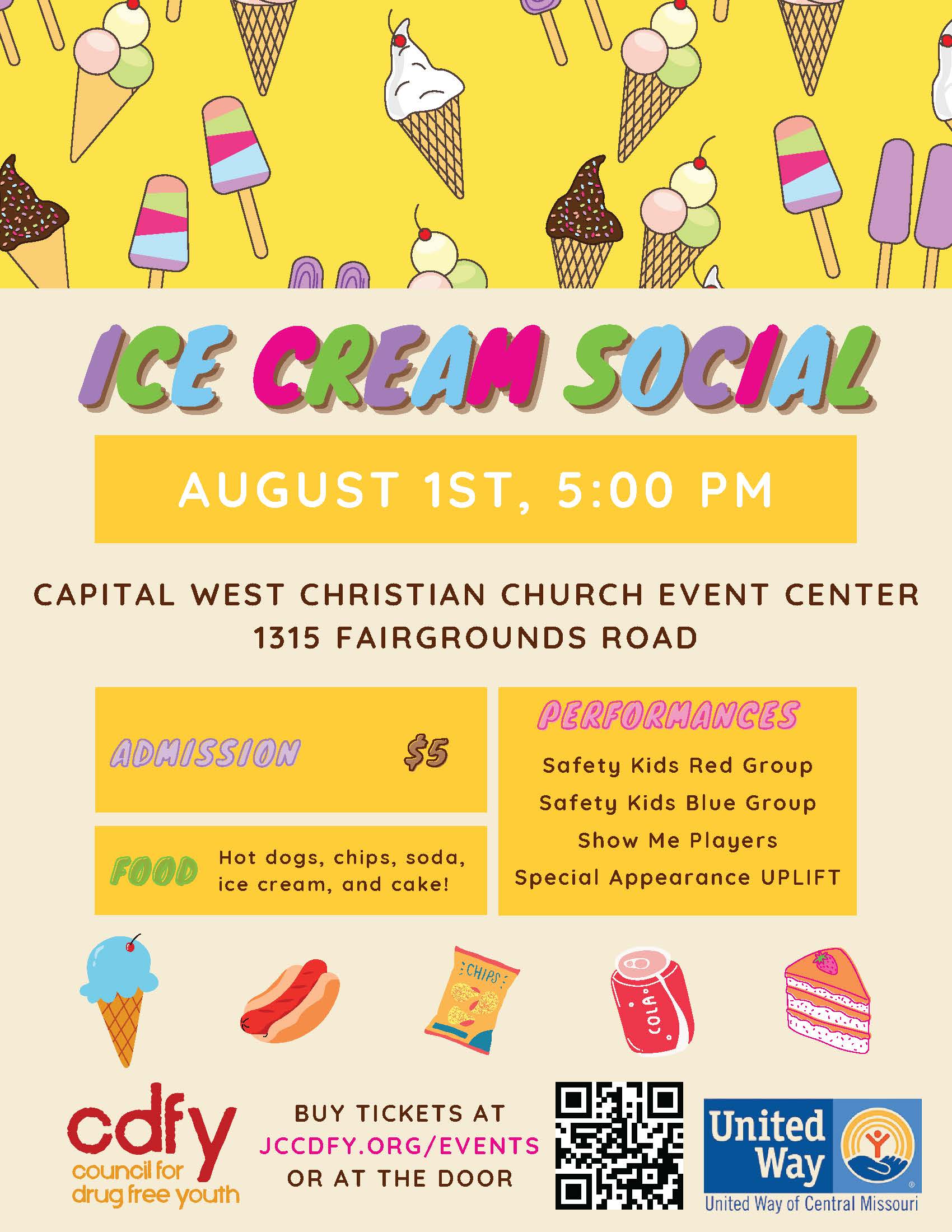 CDFY Ice Cream Social on August 1 at 5 pm