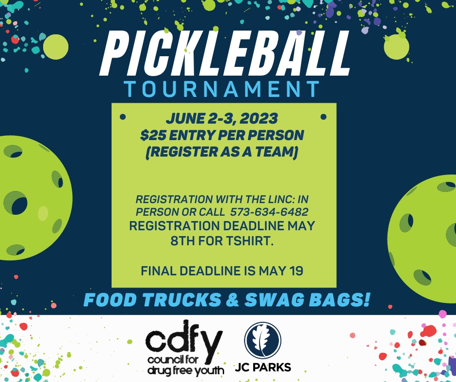 Council for Drug Free Youth Pickleball Tournament $25 per person at the Linc