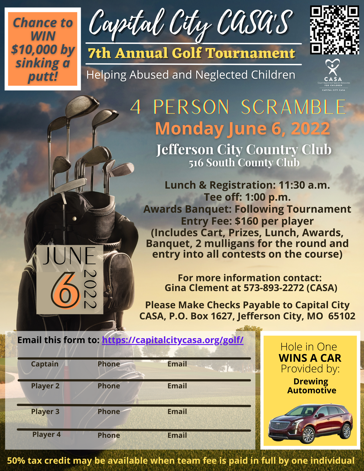CASA Golf Tournament Fundraiser on June 6 beginning at 1130 am