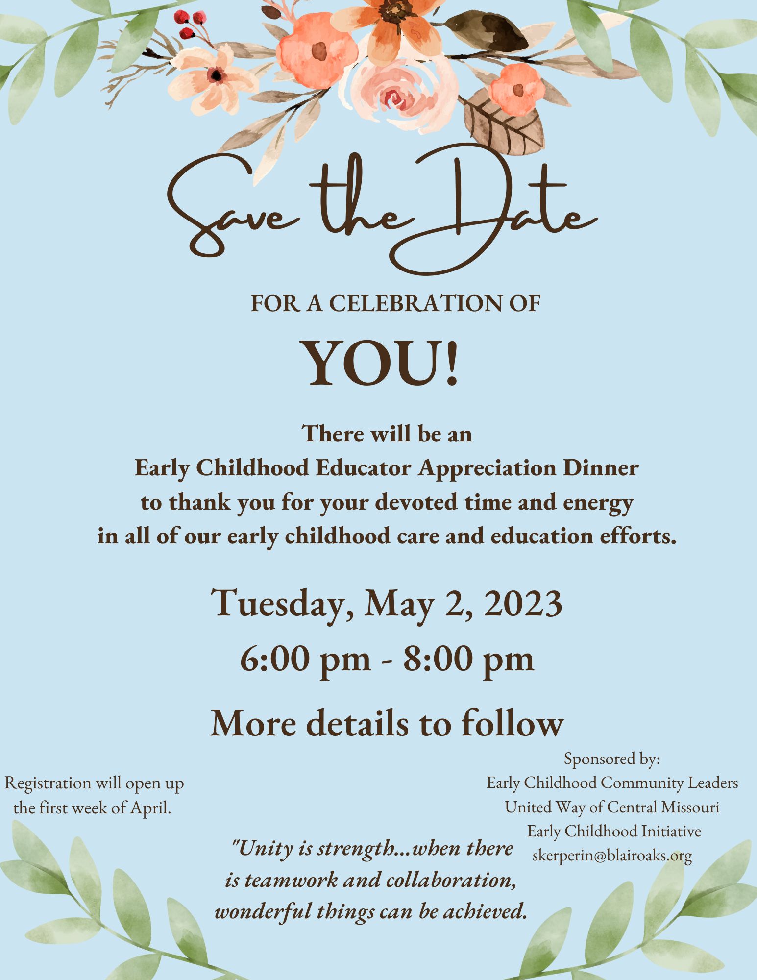 Early Childhood Educator Appreciation Dinner flyer