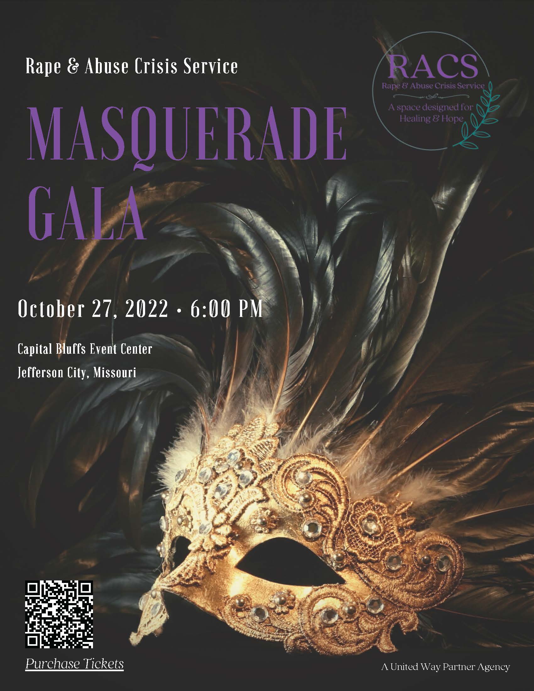 RACS Masquerade Gala Fundraiser on October 27 at 6 pm at Capital Bluffs Event Center