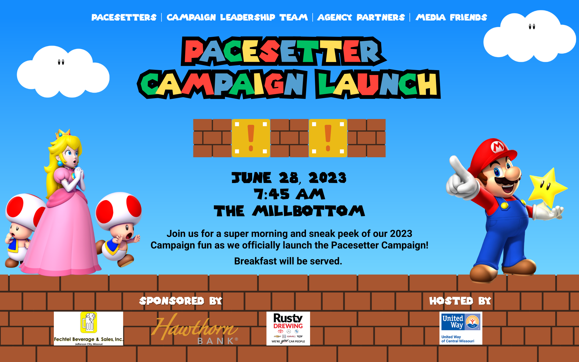 Pacesetter Campaign Launch at The Millbottom on June 28 at 7:45 am